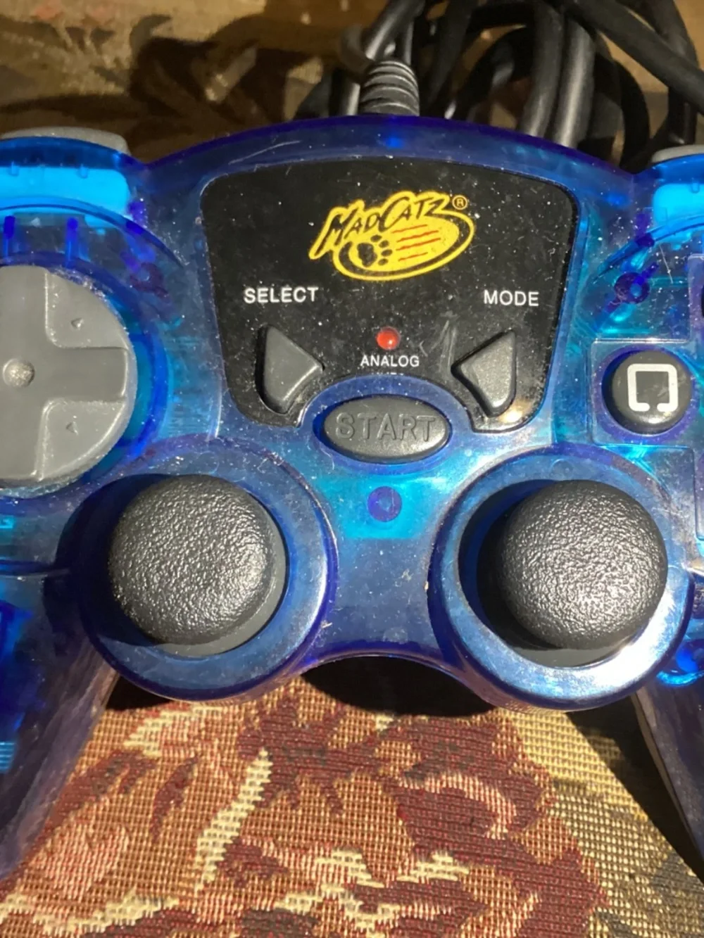 Mad Catz Dual Force Gamepad Clear Blue Controller #8016 for Sony PlayStation 1&2